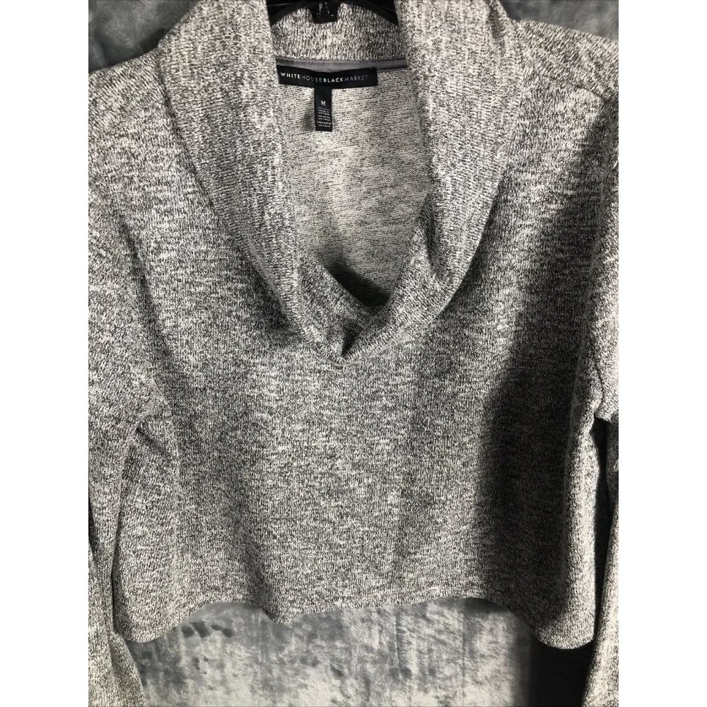 White House Black Market Women’s Sweater Gray Metallic Cowl Neck